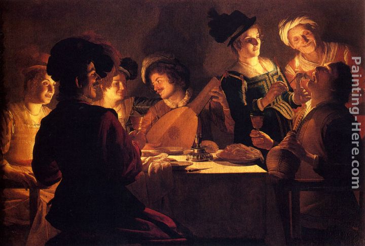 Supper With The Minstrel And His Lute painting - Gerrit van Honthorst Supper With The Minstrel And His Lute art painting